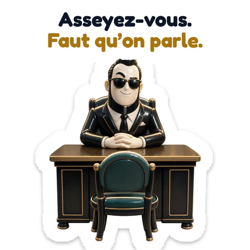 Asseyez-vous. Faut qu’on parle.